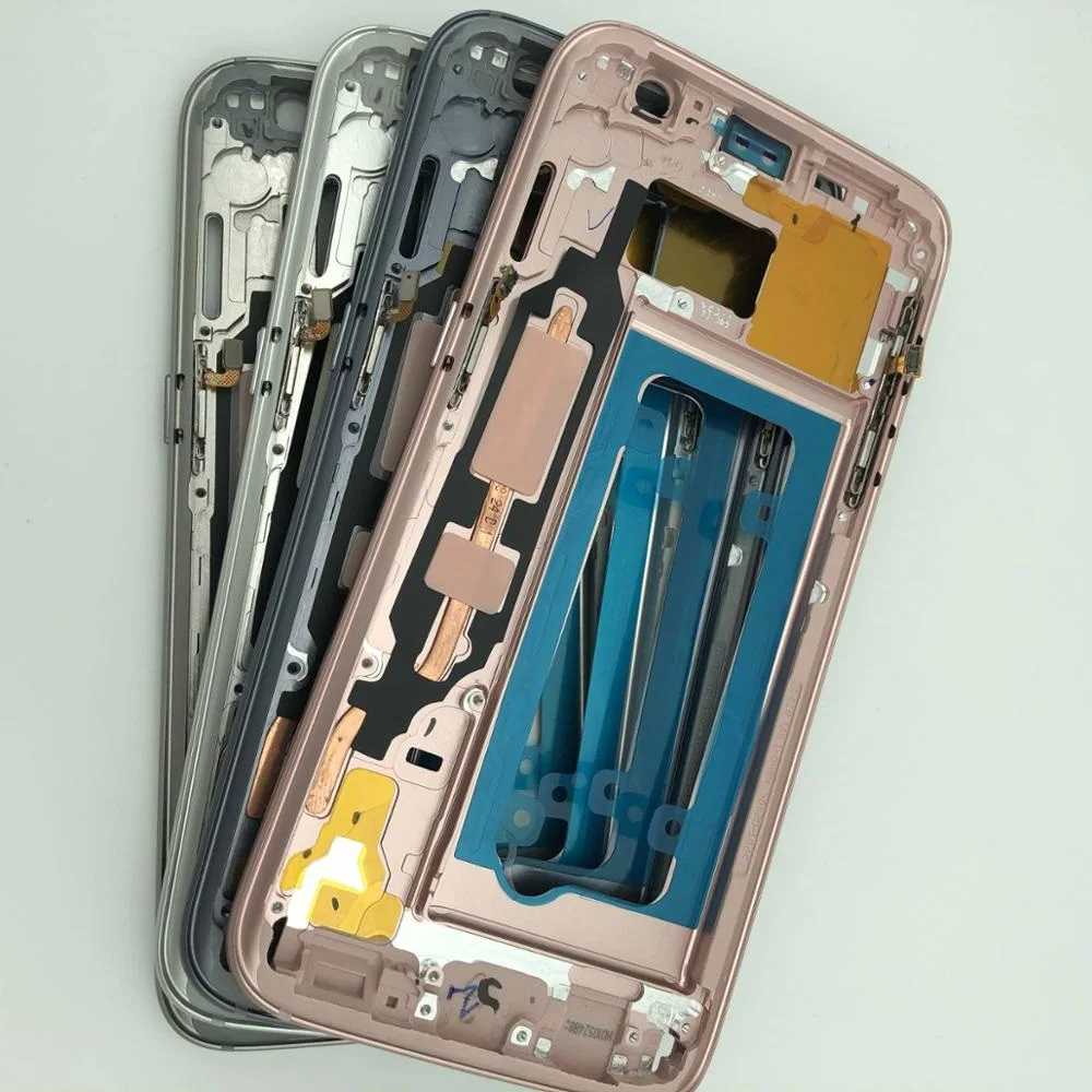 

Оригинальная брендовая задняя крышка средней рамки телефона для Samsung S7 edge, ЖК-дисплей, ремонт, ПК, телефонный чехол с кнопкой питания и громк...