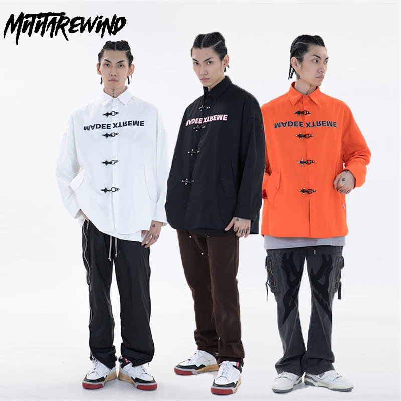 

Chinese Style Men's Clothes Retro Jacket Men Coat Tang Suit Hanging Buckles Jackets Male Loose Hip Hop Streetwear Tops Outerwear