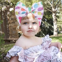 1pc new arrival large 7 hair bows top knot headband waffle flower print elastic headwrap for girls kid diy hair accessories
