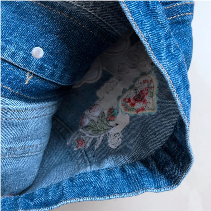 Girls Denim Jackets Coats Lovely Butterfly Applique Children's Clothing Fashion Outerwear Spring Autumn Kids Jacket 3-8 Y | Детская