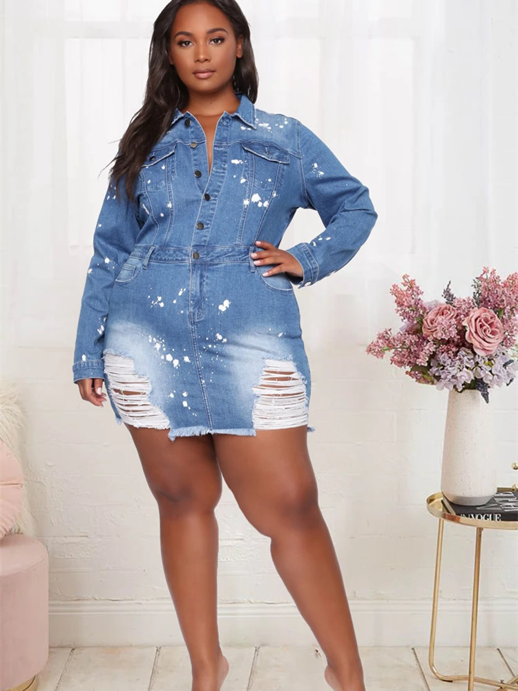 

Summer Denim Dress y2k Women Button Party Mini Dresses Spring Autumn Vintage Vestidos Robe Slim Ladies Office Shirt Jeans Dress