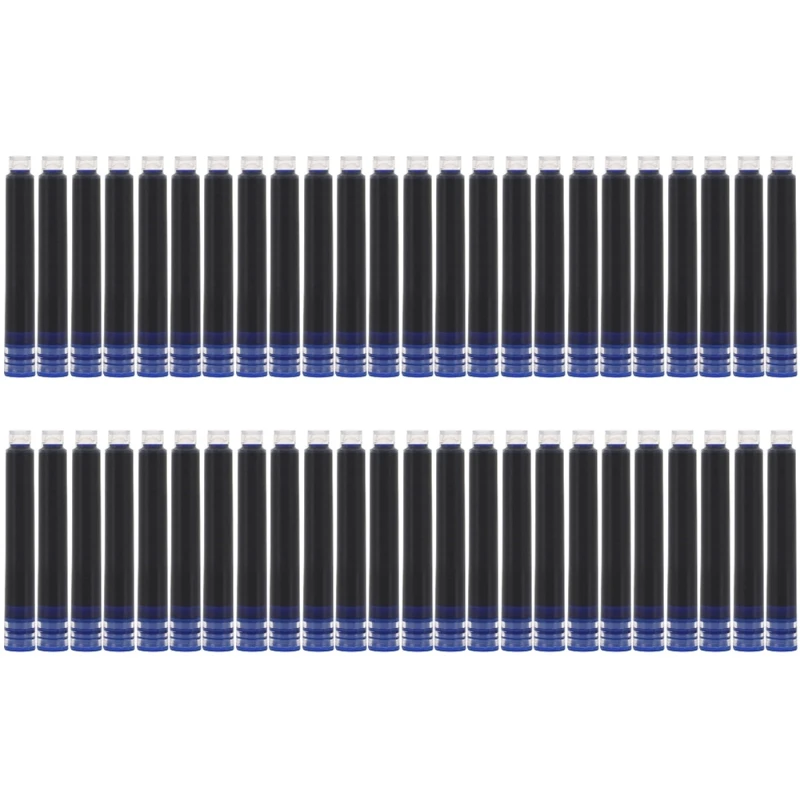 

1XCB 50 Piece Refill Ink Smooth Ink Cartridge for Pen 3.4 mm Bore Diameter Black/Blue/Black Blue/Red for student School