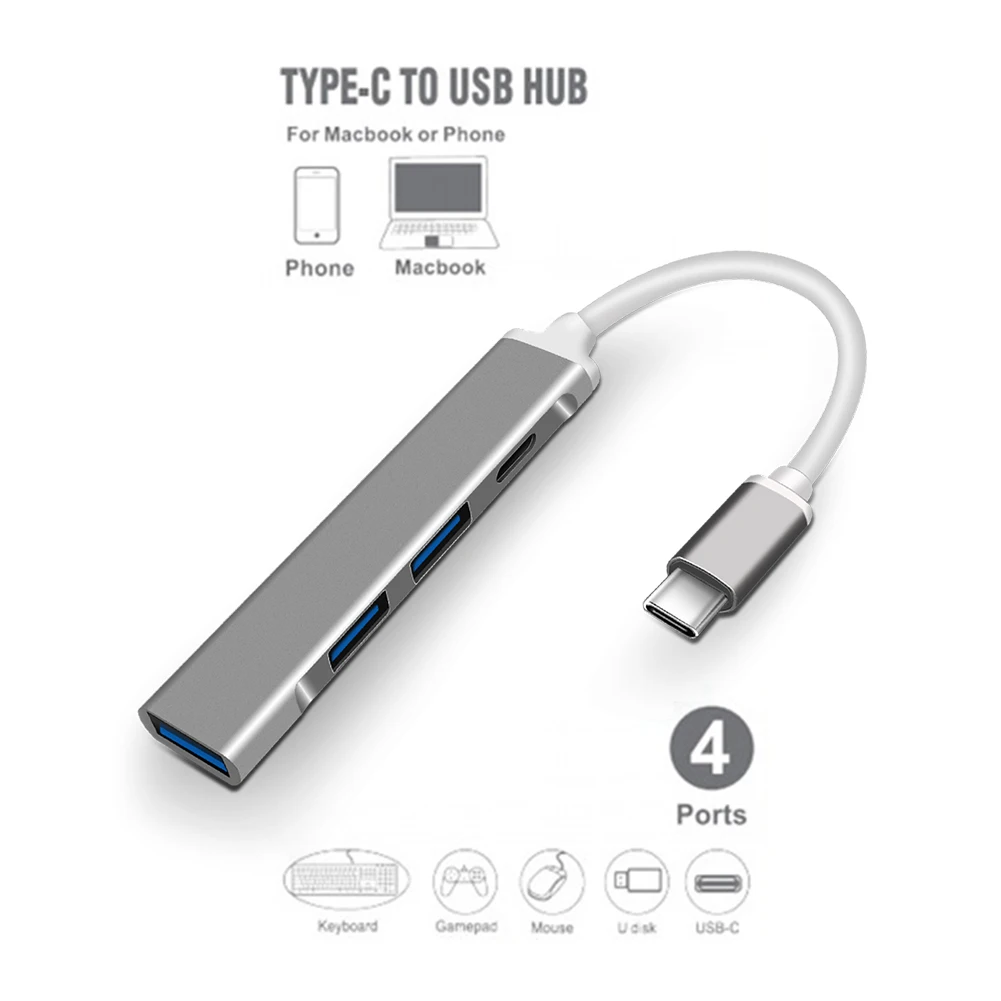 10 Вт 4 в 1 Type-C HUB USB 3 0 2 Multi порта Многофункциональный разветвитель Type C адаптер OTG для