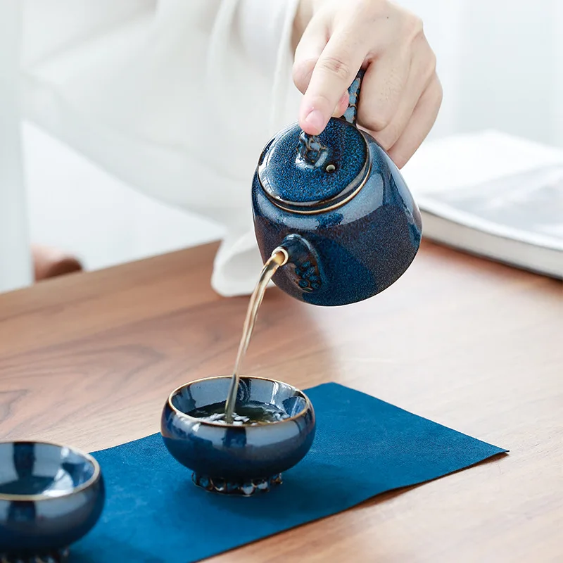 Креативный чайный горшок с сухим пейзажем керамический четырьмя чашками кунг-фу