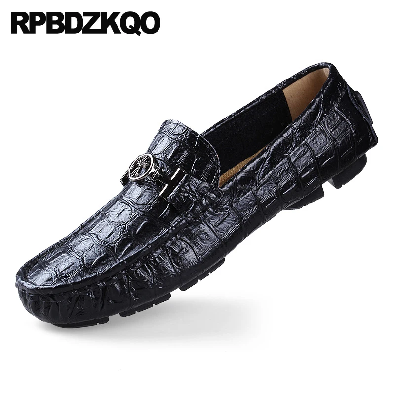 48 Alligator Loafers 47 Green Metal Python Leather Breathable Hollow Out Shoes Men Driving Spring Large Size 11 Crocodile Blue | Обувь