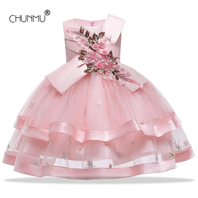 Платье для маленьких девочек кружевное платье принцессы с вышивкой детская