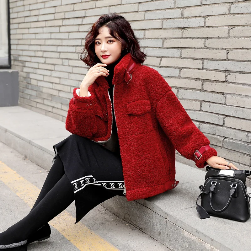 

Fashion Trend Comfortable Lamb Wool Particle Velvet 2020 New Autumn Winter Long Sleeves Elegant Casual Solid Women Jacket W20