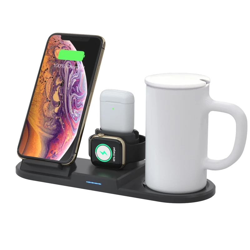 4 в 1 15 Вт Быстрое беспроводное зарядное устройство для Airpods iPhone 11 Pro Apple Watch 3 2