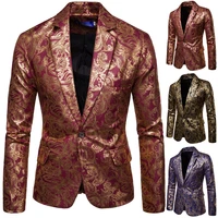 casual blazer jacket suit party suit high end fashion luxury mens golden floral blazers business casual suit
