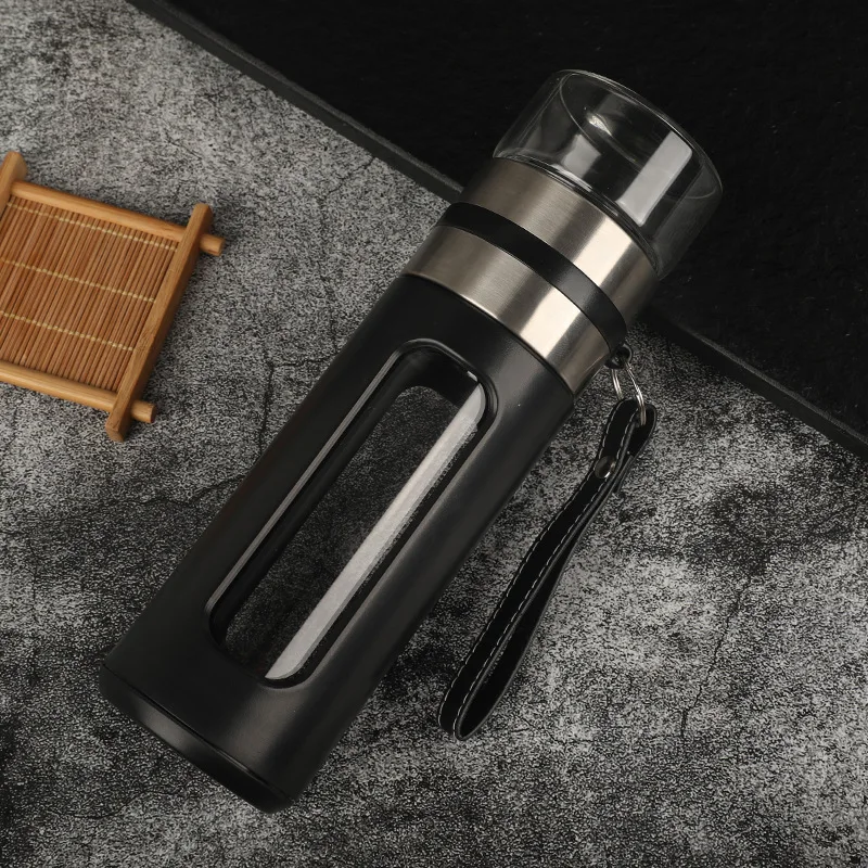 500 мл стеклянная чайная бутылка с двойными стенками и веревкой дизайнерская