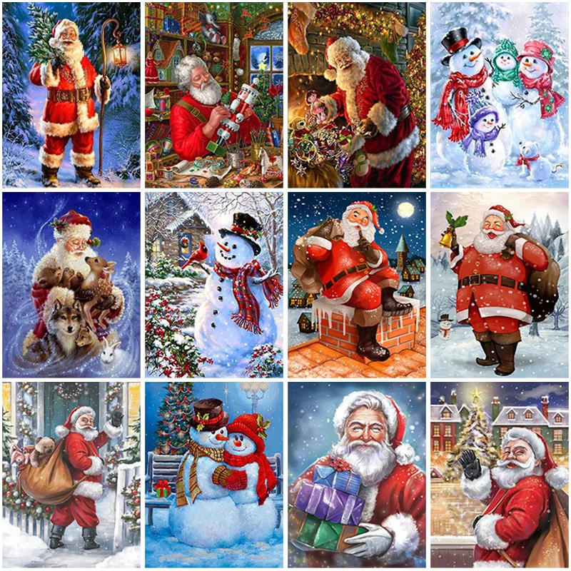 

DIY 5D Diamond Painting Snowman Diamond Embroidery Full Round Drill Santa Claus Mosaic Cross Stitch Christmas Gift Home Decor