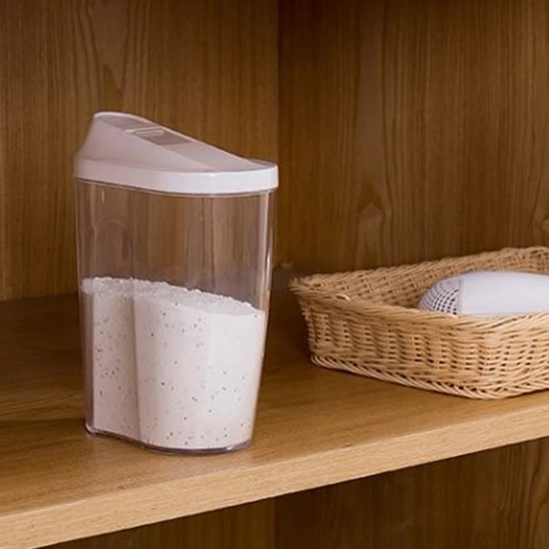 Household with Lid Laundry Detergent Box Creative Transparent Container Storage Tank Laundry Powder Barrel
