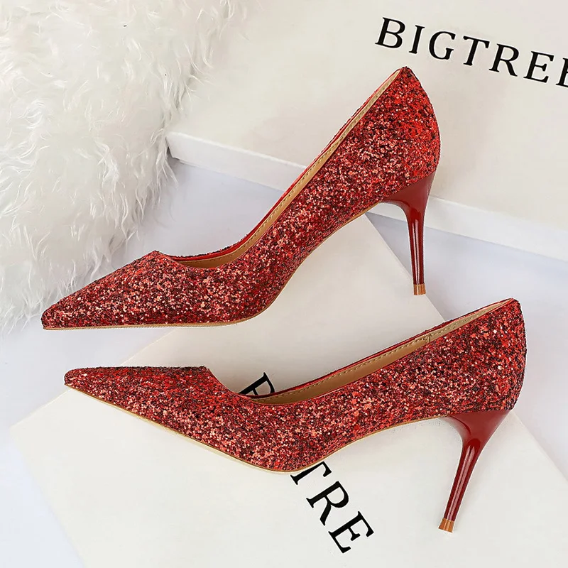 

Bling Sexy Heels Women Pumps Rhinestone Women Shoes Thin High Heels Pointed Shoes Women Stiletto Female Wedding Shoes Ladies 43