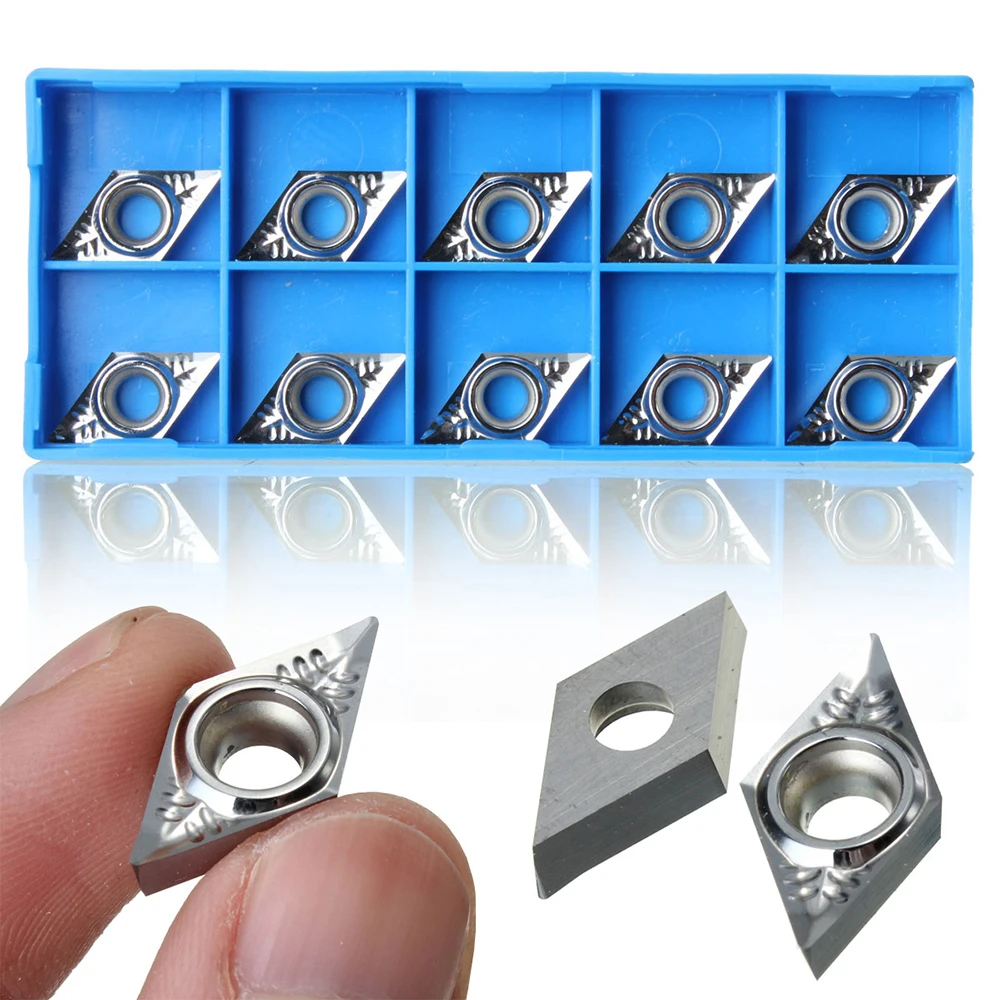 

10Pcs Silver Blades DCGT11T304-AK H01 / DCGT32.51-AK H01 Carbide Inserts for Aluminum Alloy Carbide