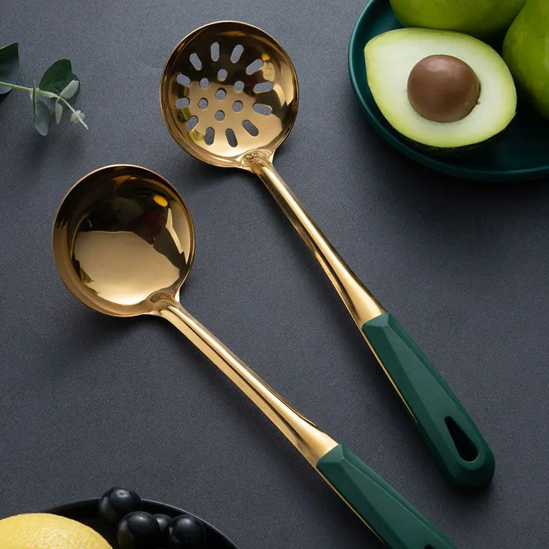 

1/2PCS304 Stainless Steel Household Large Thickened Soup Spoon Colander Kitchen Hot Seasoning Spoon Big Spoon Serving Spoon