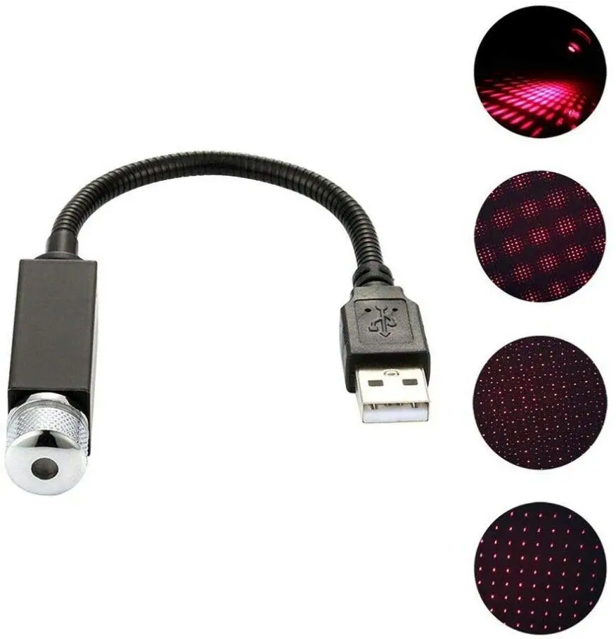 Миниатюрный светодиодный лазерный проектор со звездами USB автомобильный