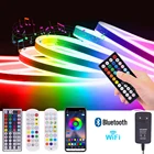 RGB неоновая лента 12 В Водонепроницаемая ИК WIFI Bluetooth управление музыкой подсветка телевизора для дома сделай сам гибсветодиодный та светодиодная Диодная лампа