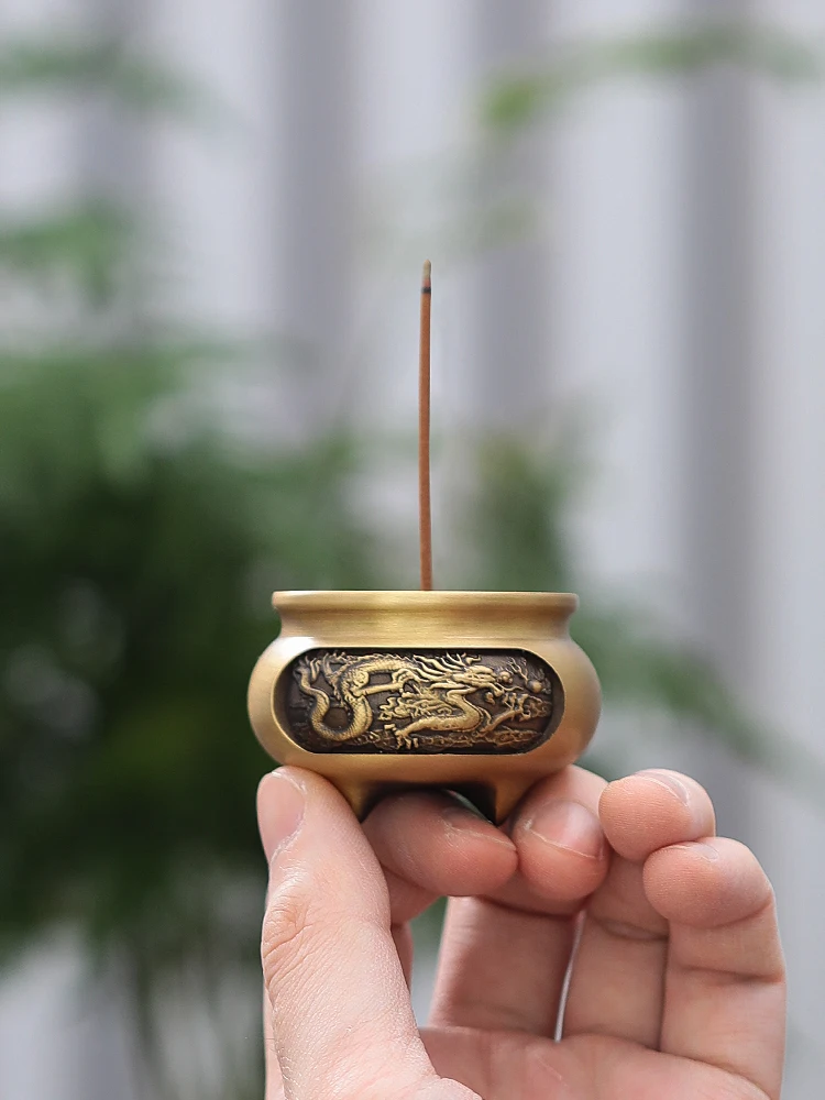 

1pc Vintage Design Tibetan Style Mini Alloy Bronze Incense Burner Censer Metal Craft Home Decor Buddhist Living Room Supplies