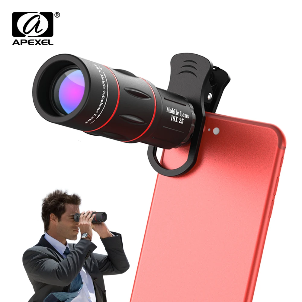 Профессиональный монокулярный зум APEXEL 18x25 HD оптический телефонный объектив 18X