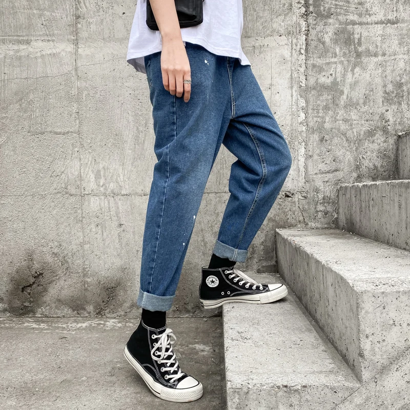 Мужские джинсовые штаны WWKK винтажные прямые шаровары с мешковатым ремнем в