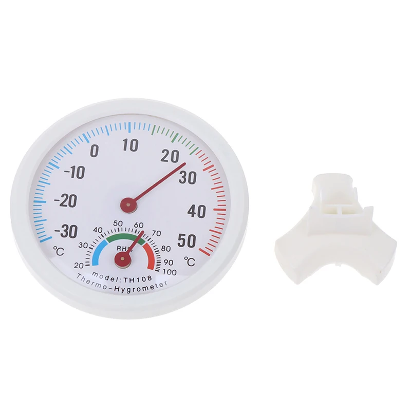 

1 шт. аналоговый измеритель температуры, Круглый Мини-гигрометр с часами для помещений и улицы, термометр влажности
