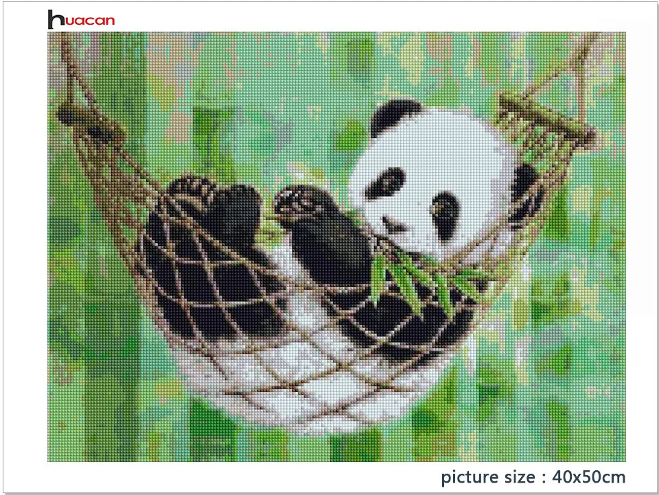 Huacan Diamond Embroidery Animal Full Square Picture Mosaic Rhinestone Home Decoration Diamond Painting Panda