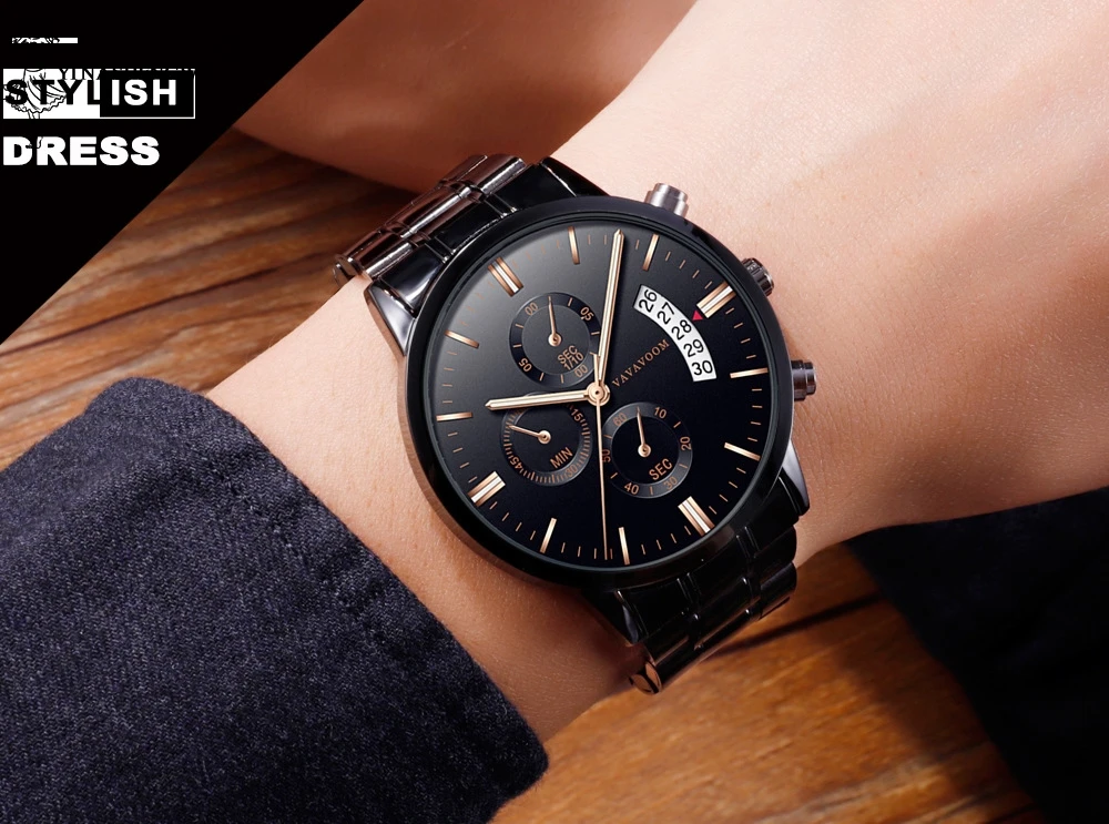 

Stainless Steel Watches Mens Sports Waterproof Top Brand Luxury Quartz Men Business Classic Black Watch Relogio Masculino 2020