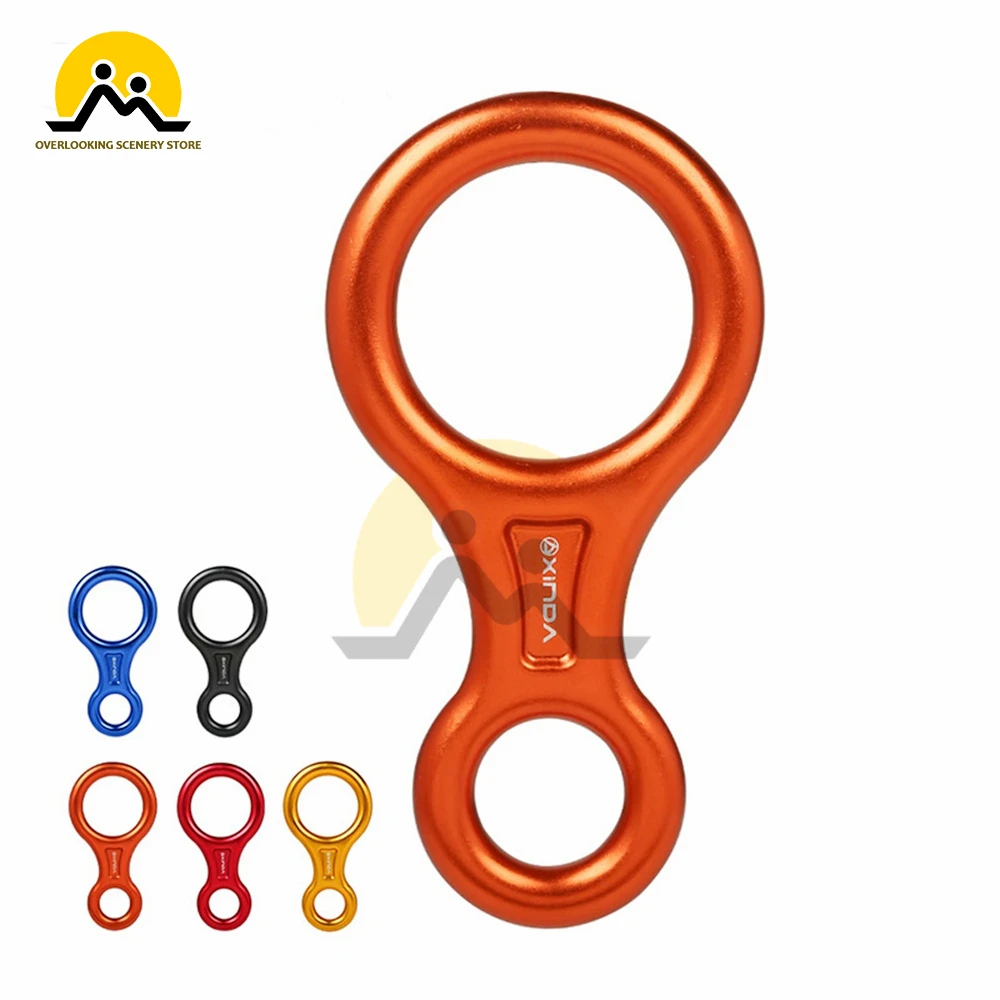 

Rock Climbing 8-Shape Eight Ring Abseiling Device 35KN Descender Belay Rappelling Carabiner Outdoor Downhill Descent Kit