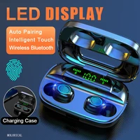 touch control bluetooth 5 0 earphones wireless headphones 9d stereo headset 3500mah charging case led display fit all smartphone