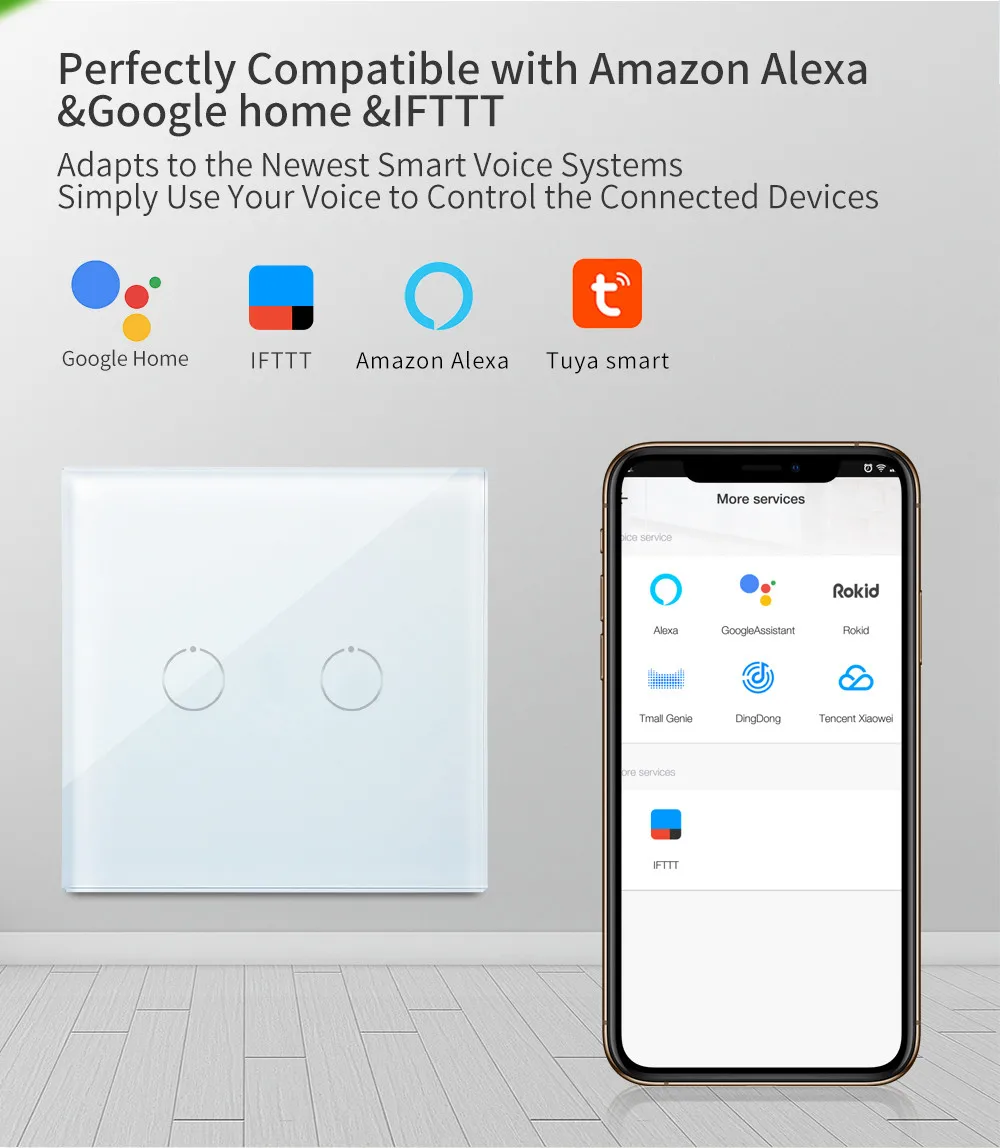 Bingoelec 2 банда 1 способ сенсорный wifi переключатель умный дом автоматизация Беспроводная стеклянная панель настенный переключатель Управление по мобильному телефону