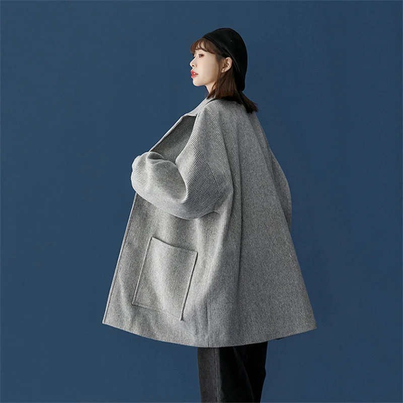 Женское шерстяное пальто Повседневная ветровка средней длины весна-осень -