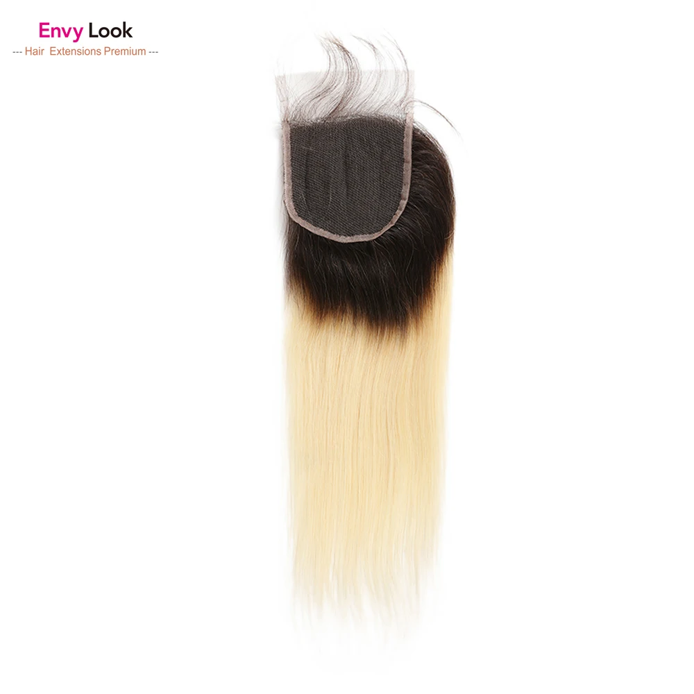 Envy Look 100% человеческие волосы ombre 1b 613/блондированные прямые 3 пряди с 4*4 кружевной