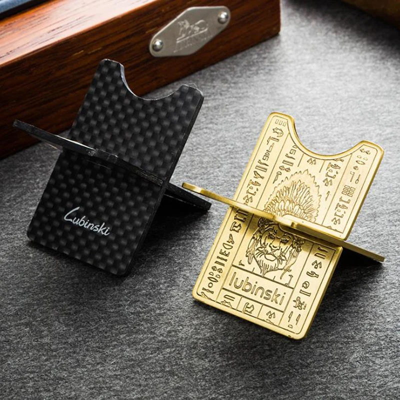 

LUBINSKI Plating Carbon Fiber Business Cigar Ashtray Holder Metal Packet Foldable Cigar Stand Rest Smoking Cigars