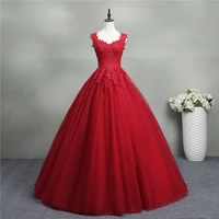 red wedding dress 2021 new sleeveless v neck floor length lace up ball gown princess vintage lace vestido de noiva customize