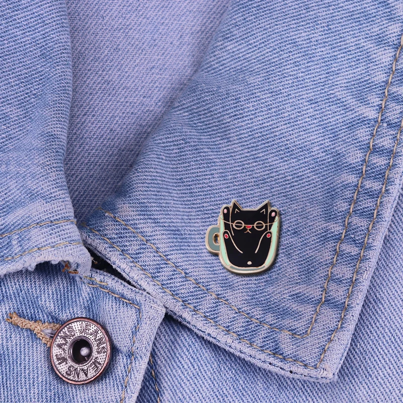 Очаровательны глупая чашки шпилька с подвеской Кот забавные подарки для