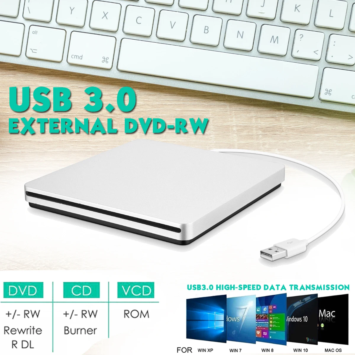 USB 3 0 слот нагрузки диск внешний dvd плеер CD/DVD RW горелки Писатель рекордер Superdrive для