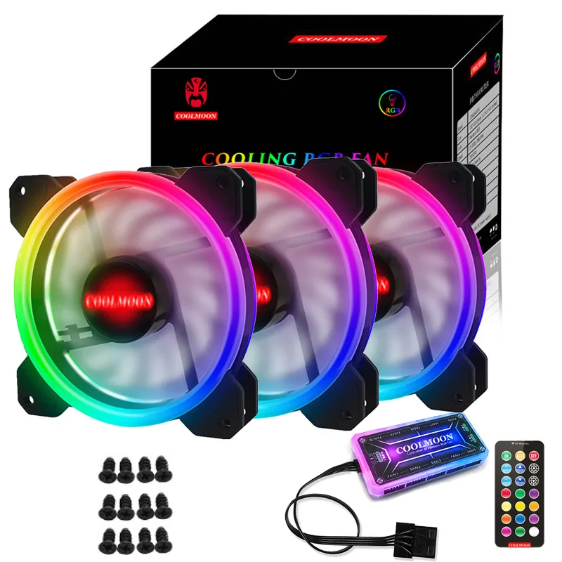 Красочная музыкальная RGB компьютер чехол PC Вентилятор регулировать охлаждающий