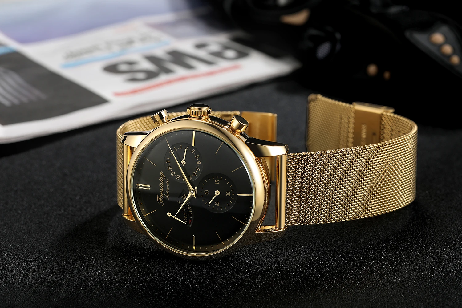 Часы наручные Forsining Мужские автоматические механические с индикатором заряда