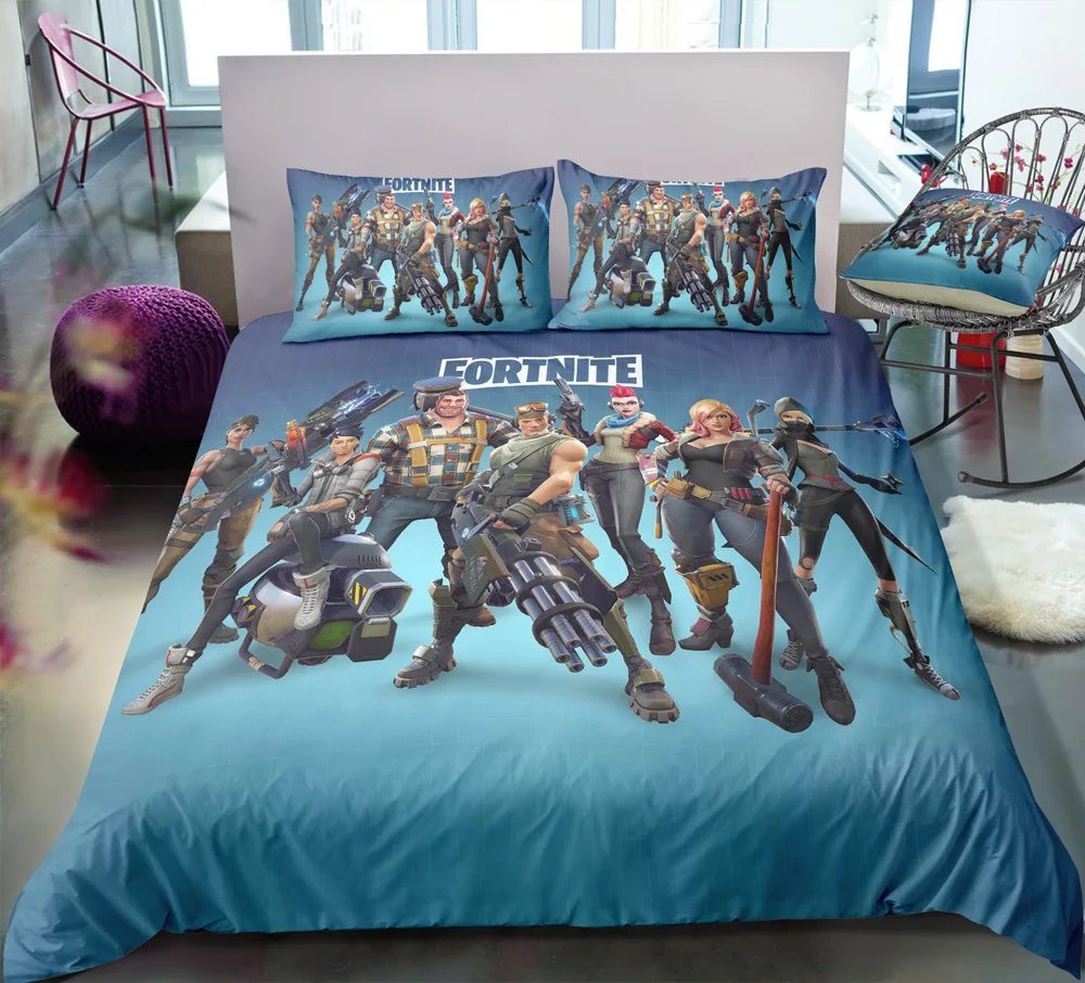 

Fortnite Bedding Set for Kids Soft Duvet Cover Family Size King Queen Size Bedding Sets Anime Bedlinen Pillowcases Quilt Covers