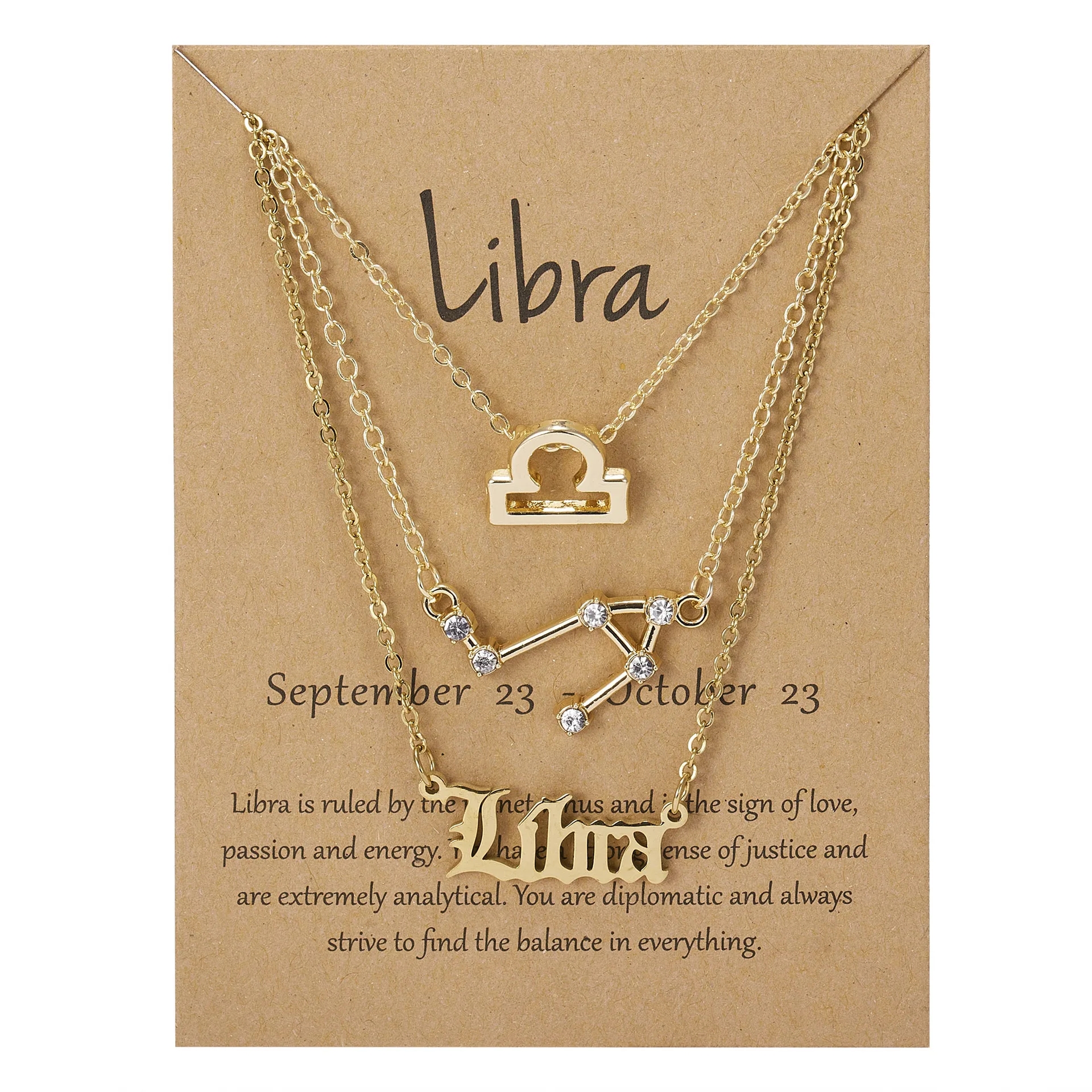 

2021Cardboard Star Zodiac Sign Pendant 12 Constellation Charm Gold Necklace Aries Cancer Leo Scorpio Necklace Jewelry Gifts