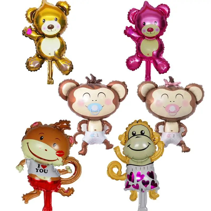 1 шт. миниатюрный мультяшный Мишка Тедди обезьяна фольгированный шар День
