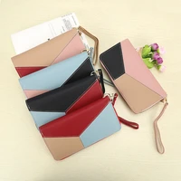 new ladies color matching long wallet with lanyard multifunctional fashion korean zipper clutch wallet card package