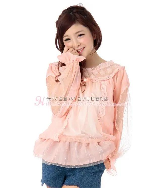 Лиз Лиза цветок кружева сетки несколько тканей блузки рубашки|Блузки| |