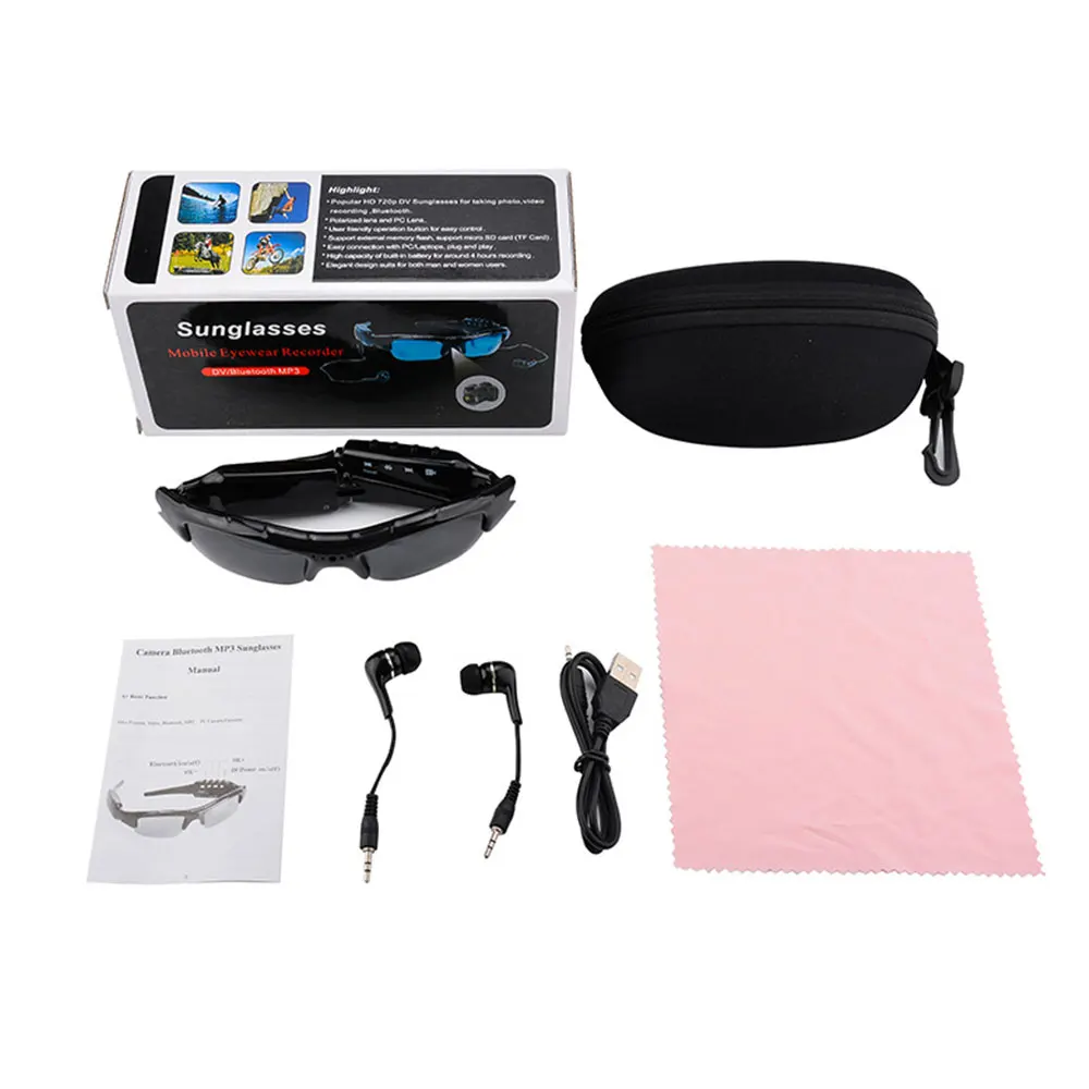 

VEHEMO Mini Camera HD DVR Sunglasses Outdoor Riding cycling Motorcycle Cam Recorder Music Glasses