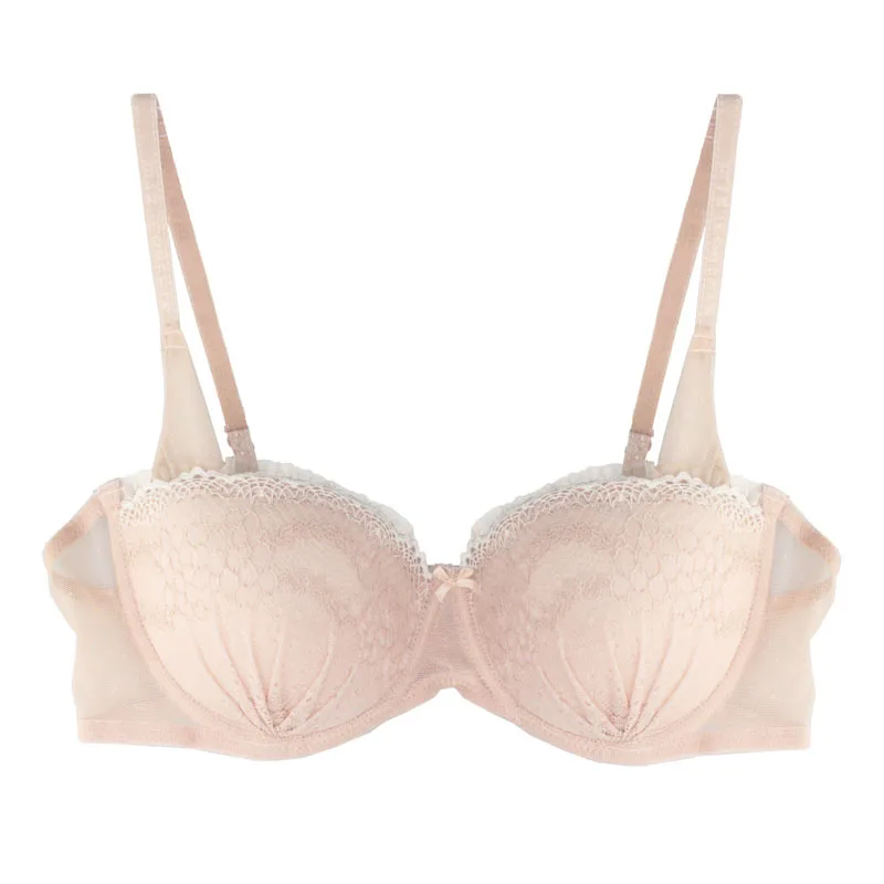 

Sexy Bra Set Push up Lace Bra Panty 1/2 Cup Beige Women Underwear Breathable Bralette High Quality 65-85 A/B/C