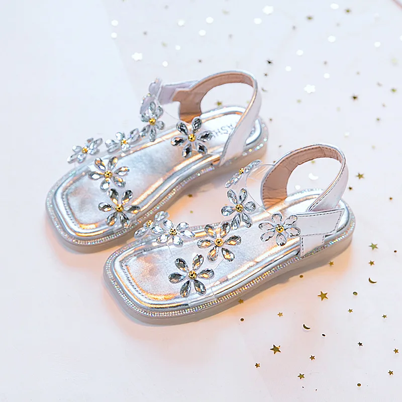 

CAPSELLA KIDS Sandals 2-12 Years Girls Princess Sandals Dress Shoes Toddler Children Summer Flower transparent Sandal Size 26-36