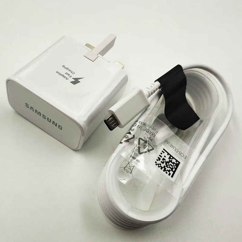 Charger and Cable Быстрое зарядное устройство samsung, адаптер с британской вилкой, 9 В, 150 А, быстрая зарядка, см, Micro USB кабель для samsung Galaxy S6, S7 Edge, A3, A5, A7, J7 - Тип штекера: Charger and Cable