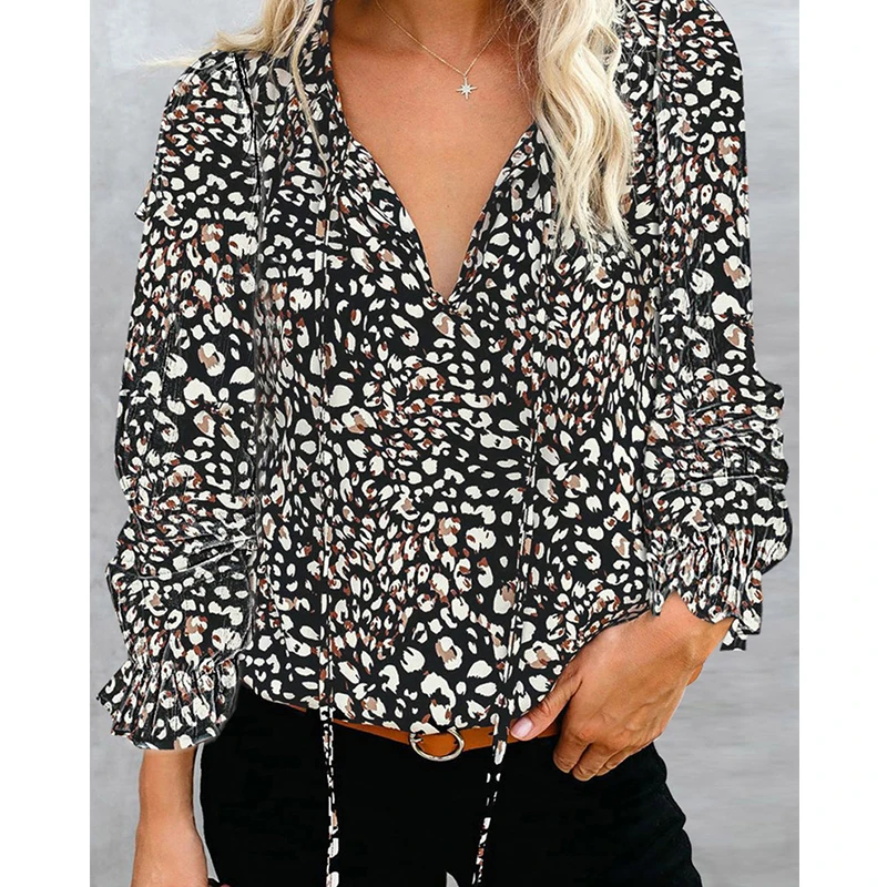 

Spring Fashion Shirt Women Loose Leisure Long Sleeve Floral Printing Shirts Top Clothing Vintage Ladies Clothes Street Wear