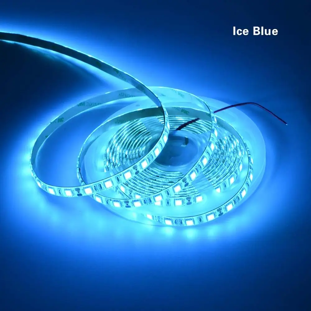 Ice Blue Светодиодный светильник 12 в водонепроницаемый 5050 SMD 5 м 12 В светодиодный ленточный светильник RGB RGBW RGBWW желтый розовый, Ледяной Голубой Диодная лента - Испускаемый цвет: Ice Blue