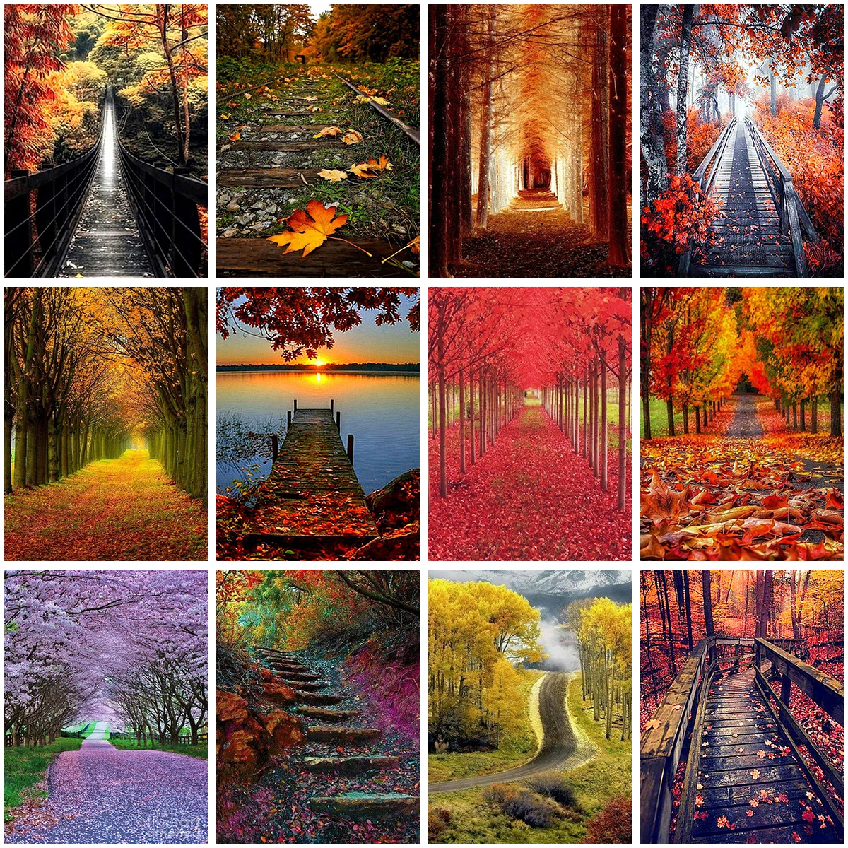 

5D Diy Landscape Diamond Painting Four Seasons Path Cross Stitch Diamond Embroidery Forest Mosaic Home Decoration New Year Gift